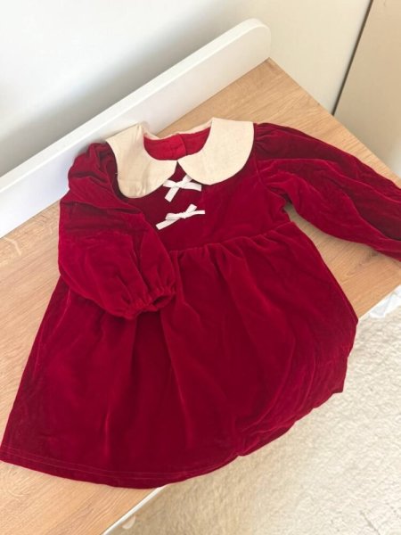 فستان أحمر مخمل مبطن