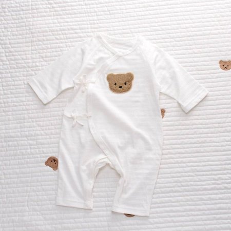 أفرهول أبيض مع دب 0-3 أشهر